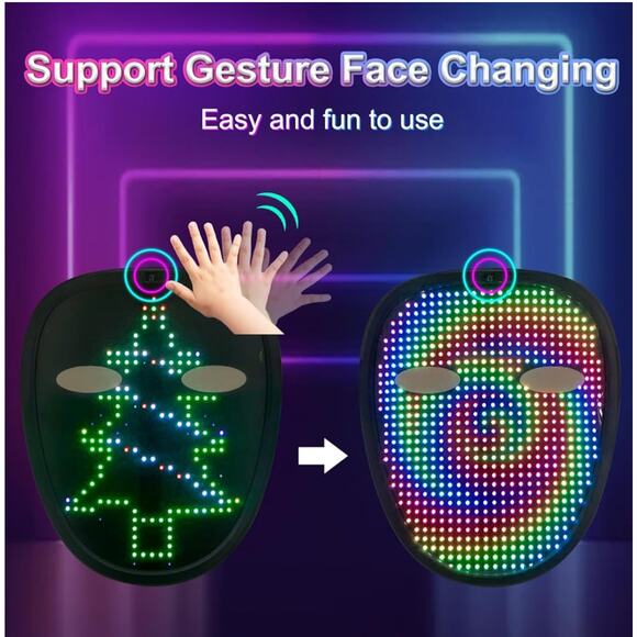 Minimask LED Mask Kids Holiday Childrens Multiple Designs Adjustable Gesture - Picture 7 of 16